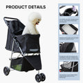Pet Stroller For Dogs And Cats Foldable,Lightweight, And Durable Ideal For Small To Medium Pets Includes Storage Basket Black Abs