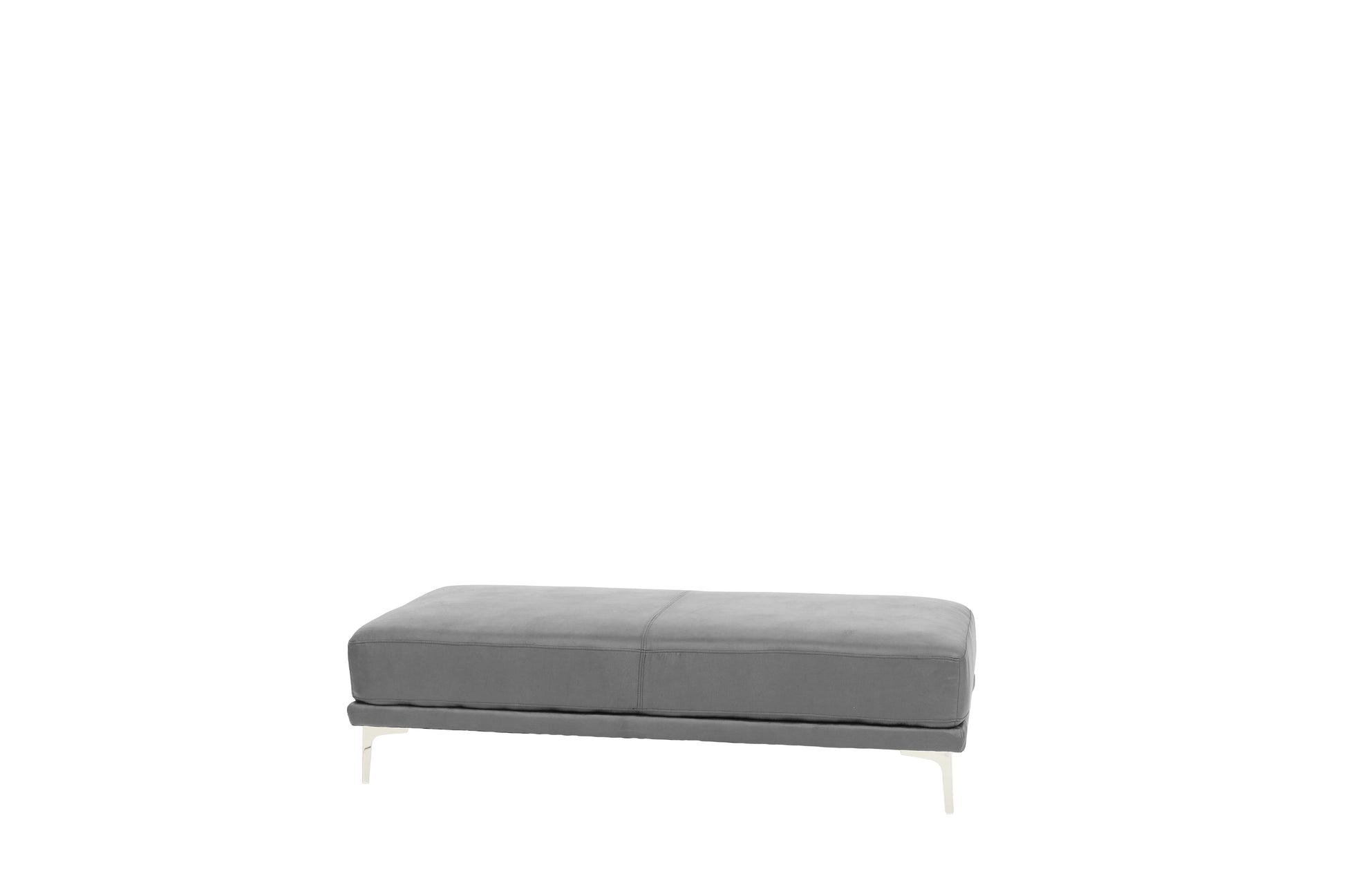 Modern Antique Gray Large Ottoman Metal Legs 1Pc Cocktail Ottoman Living Room Antique Gray Faux Leather Primary Living Space Grey Contemporary,Modern Rectangle Bonded Leather