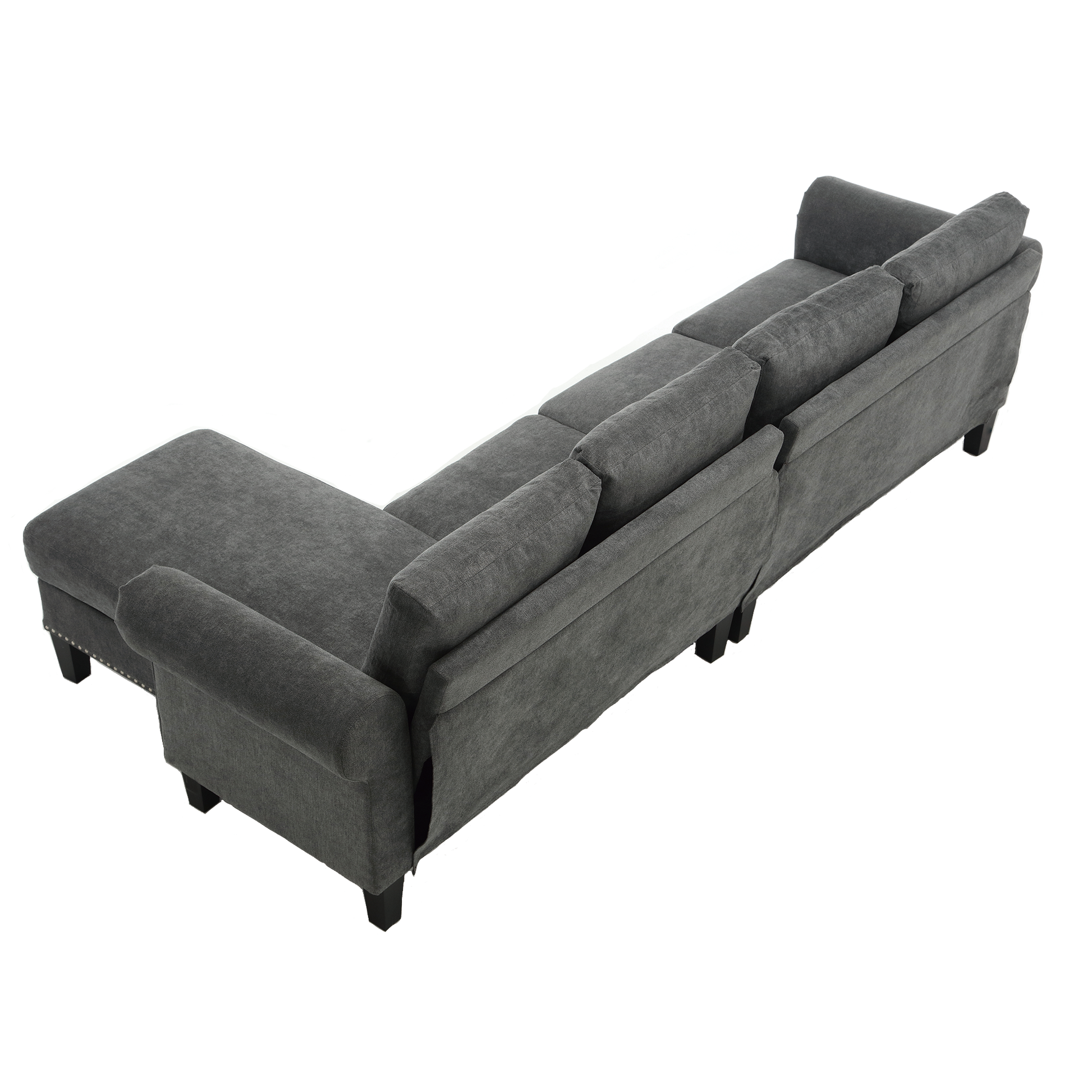 Arrived Convertible Sectional Sofa With Storage,L Shaped Sofa,Four Seater Sofa,Modern Linen Fabric Sectional Couches For Living Room,Gray Gray Polyester Wood Primary Living Space Medium Soft Cushion Back Modern Rolled Arms Wood 4 Seat