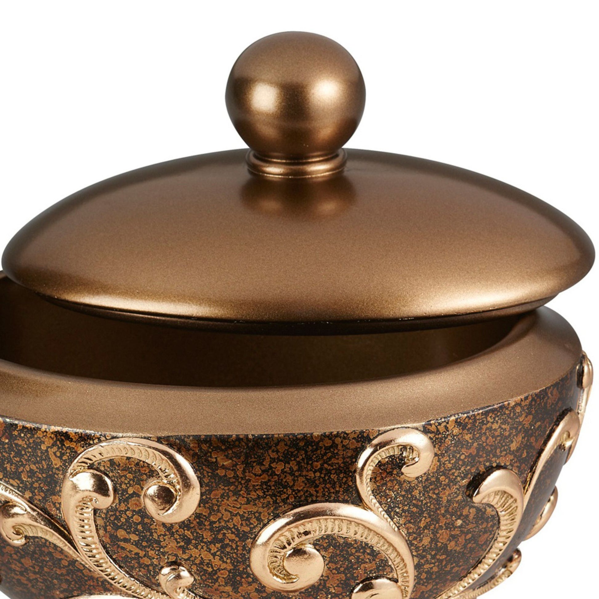 10.5" Tall Polyresin Decorative Jewelry Box "Odysseus", Baroque Style Brown Polyresin