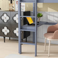 Twin High Loft Bed, Rubber Wood Loft Bed With Safety Guardrail, Built In Desk, Ladder,Grey Twin Grey Rubber Wood