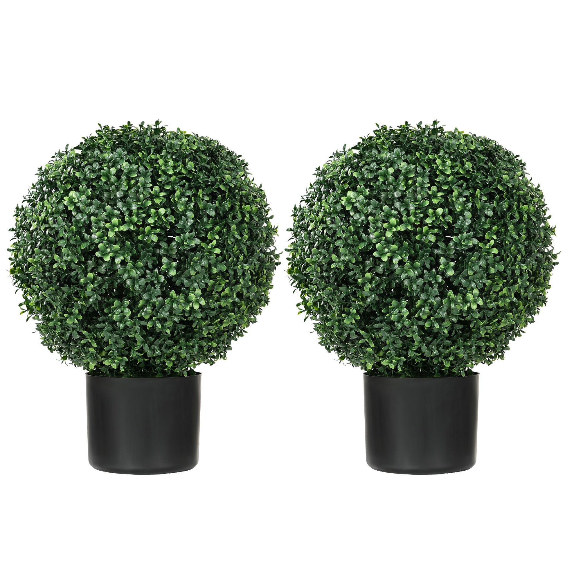 ball plants in pots Homcom Set Of 2 20.5" Artificial Ball Boxwood Topiary Trees With Pot, Indoor Outdoor Fake Plants For Home Office & Living Room Decor Green Plastic