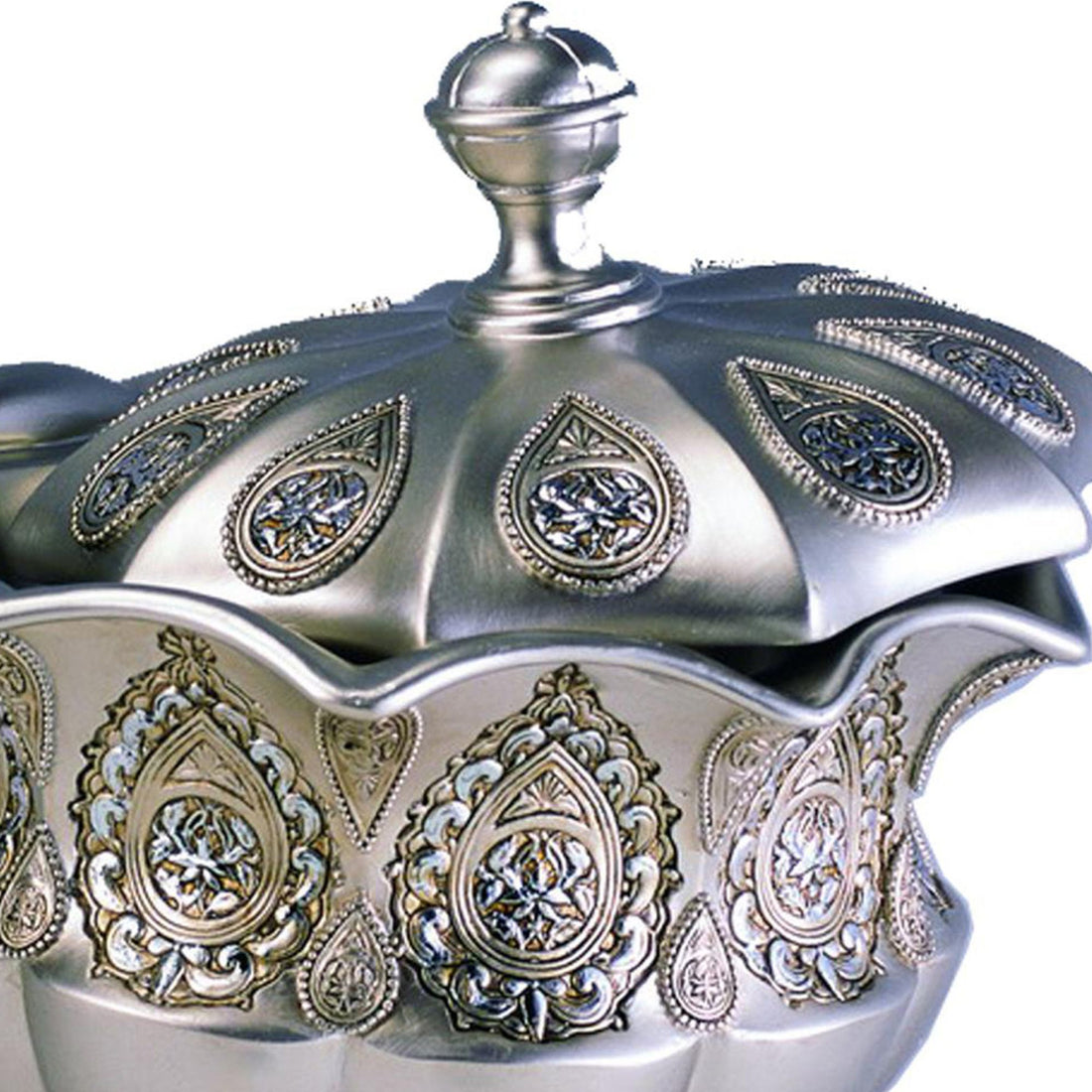 8" Tall Polyresin Decorative Jewelry Box, Silver Royal Design Silver Polyresin