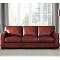 Dillon Waxy Pull Up Leather Sofa Mocha Down Filling Genuine Leather 3 Seat