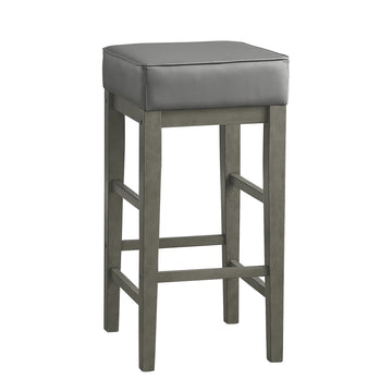 Transitional Gray Faux Leather Seat 29 Inch Pub Height Stools Set Of 2, Antique Gray Finish Solid Wood Frame Antique Gray,Gray Gray Dining Room Transitional Solid Wood