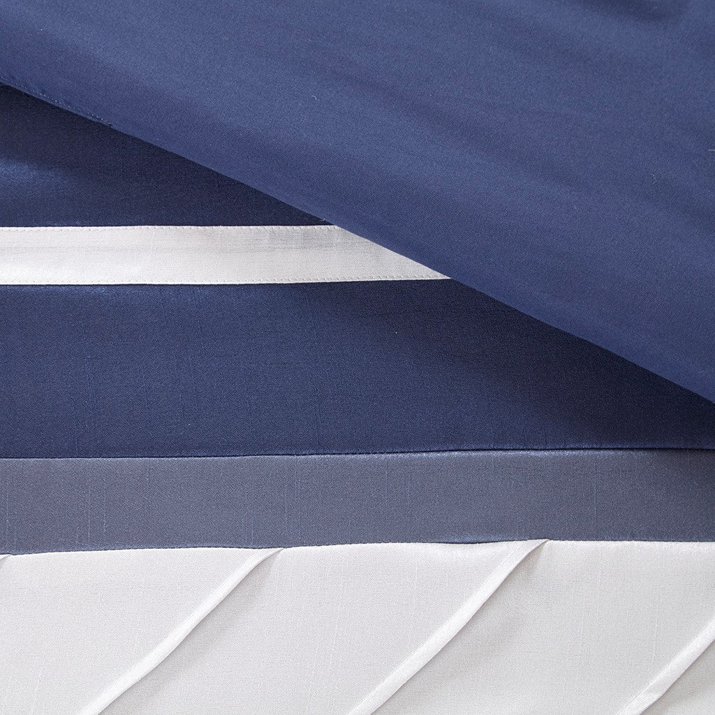 7 Piece Comforter Set Navy King King Navy Polyester