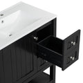 30Inch Transitional Style Bathroom Vanity Cabinet Combo With Ceramic Sink,Soft Close Door Black Bathroom Solid Wood Mdf