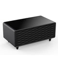 Modern Smart Coffee Table With Built In Fridge, Bluetooth Speaker, Wireless Charging, Touch Control Panel, Usb Interface, Outlet Protection, Atmosphere Light, Black Black Built In Outlets Or Usb Primary Living Space Luxury,Modern Freestanding Rectangular