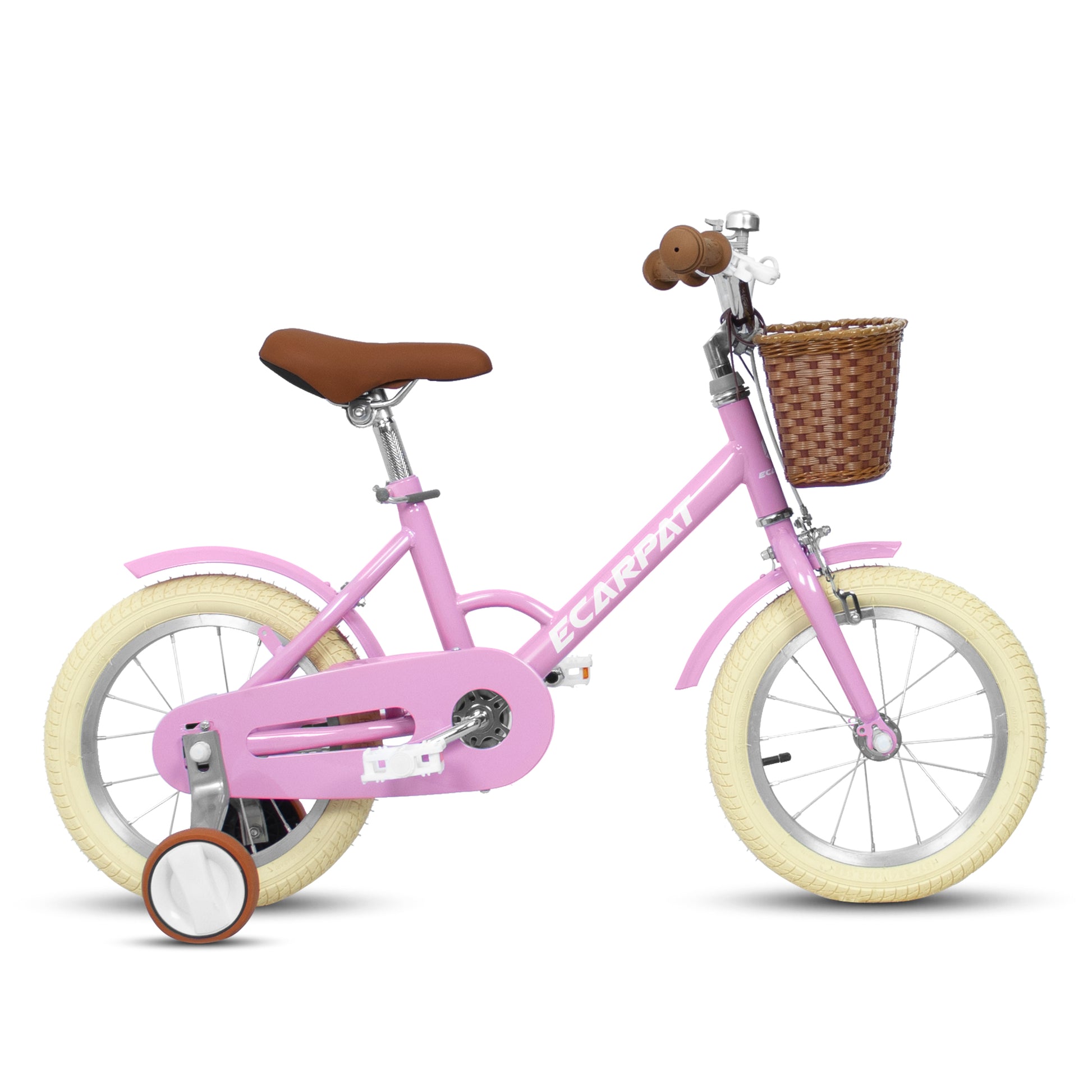 A12116 Ecarpat Kids'Bike Girls Bike 12 Inch Wheels,1 Speed Child Bicycles For 2 3 Years,With Removable Training Wheels Baby Toys,Front V Brake,Rear Holding Brake Pink Steel