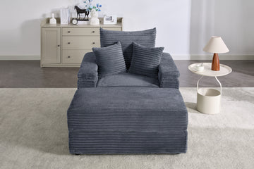 Sofa With Storage Footrest Gray Plywood 1 Seat