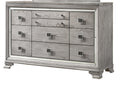 Contemporary 1Pc Light Gray Brown Finish 6 Storage Drawer Dresser Jewelry Tray Mirrored Accents Beautiful Solid Wood Wooden Bedroom Furniture Light Grey Bedroom Contemporary Solid Wood