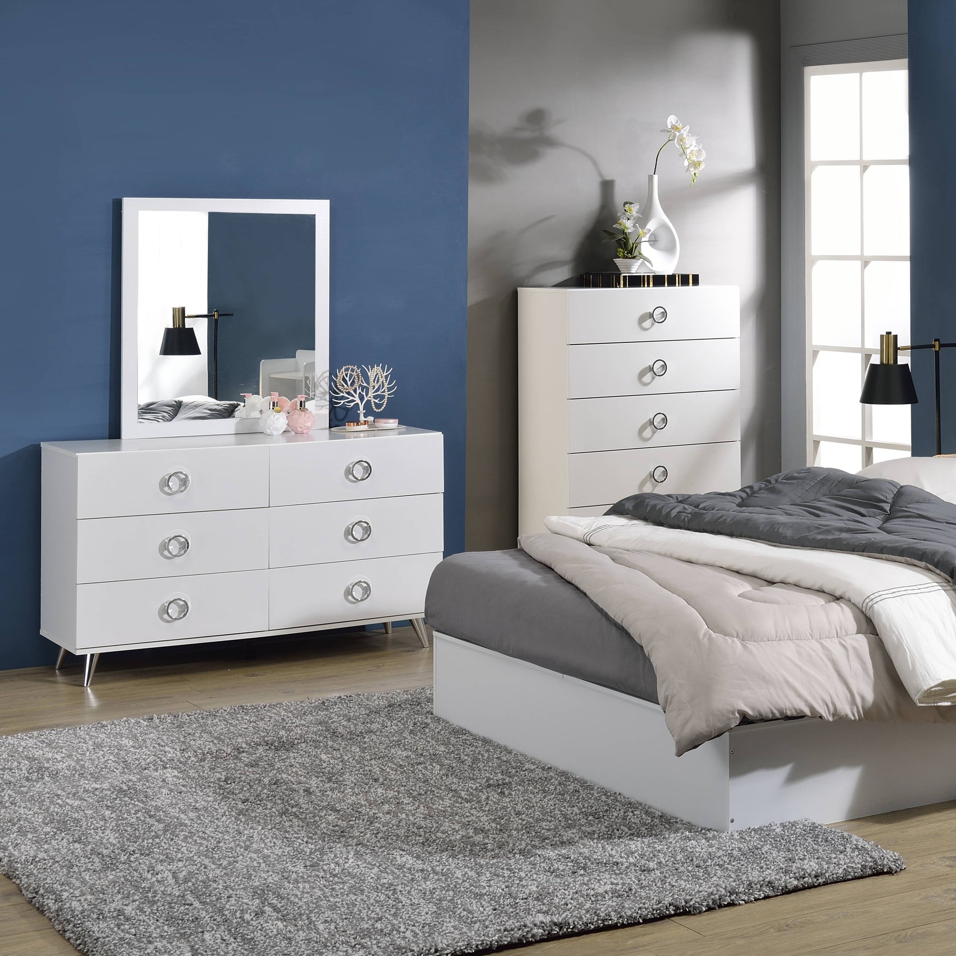 White 6 Drawer Dresser White Bedroom Modern Particle Board