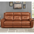 Emma Power Headrest Zero Gravity Reclining Sofa Brown Memory Foam Genuine Leather 3 Seat