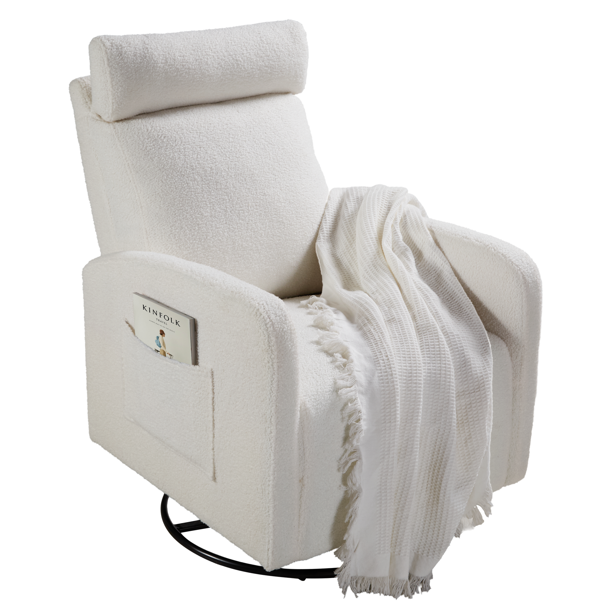 Swivel Upholstered Manual Recliner Chair Theater Recliner Sofa 360 Degree Nursery Glider Rocker For Living Room, Beige Beige Velvet Velvet 1 Seat