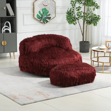 Coolmore Bean Bag Chair, Floor Sofa With Handle,Accent Sofa Chair With Ottoman For Gaming Reading Relaxing Wine Red Wine Red Foam Plush