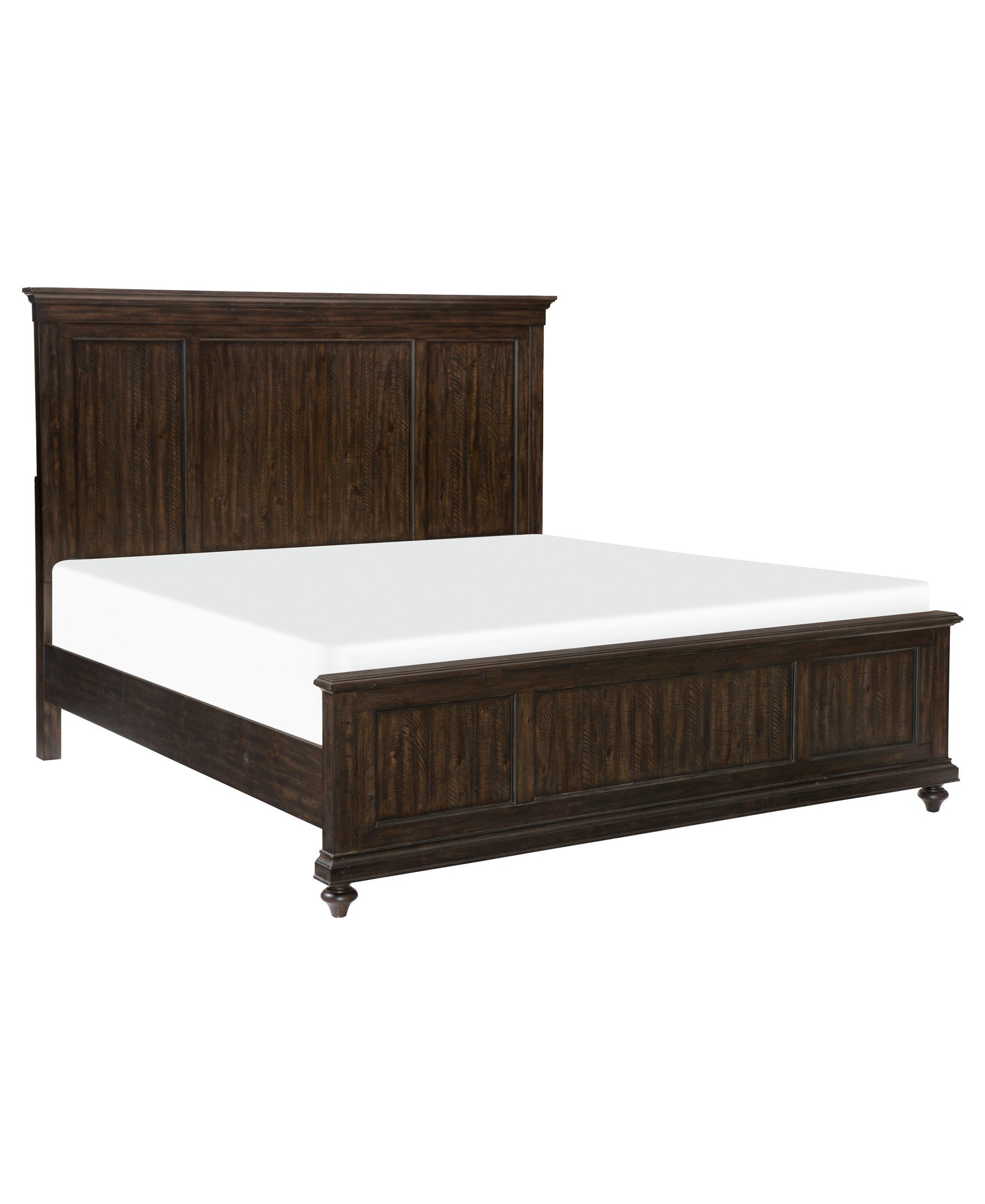 Solid Transitional Style Bedroom 1Pc Queen Bed Traditional Framing Driftwood Charcoal Finish Wooden Furniture Box Spring Required Queen Brown Mix Wood Bedroom Transitional Wood