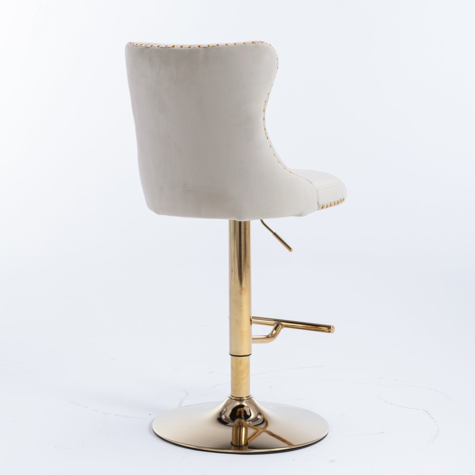 Golden Swivel Velvet Barstools Adjusatble Seat Height From 25 33 Inch,Modern Upholstered Bar Stools With Backs Comfortable Tufted For Home Pub And Kitchen Island,Beige,Set Of 2 Beige American Design Set Of 2 Foam Velvet