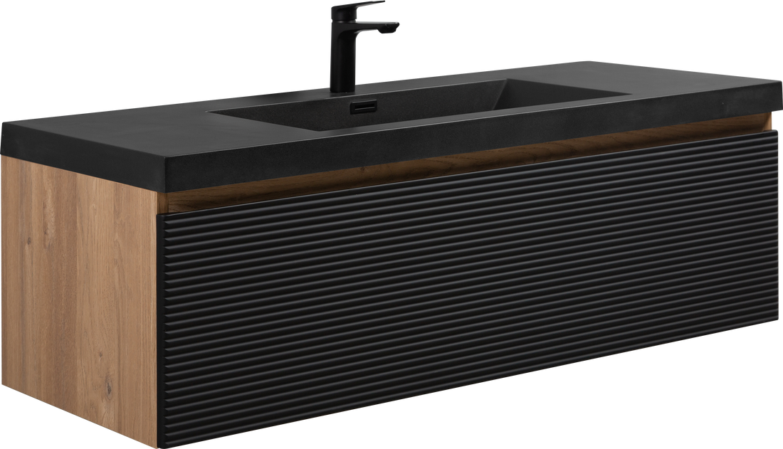 48" Floating Bathroom Vanity With Sink, Modern Wall Mounted Bathroom Storage Vanity Cabinet With Countertop And Soft Close Drawers, Ink Black Cruis 48 Black Wood