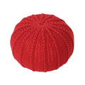 Knited Pouf Red Cotton