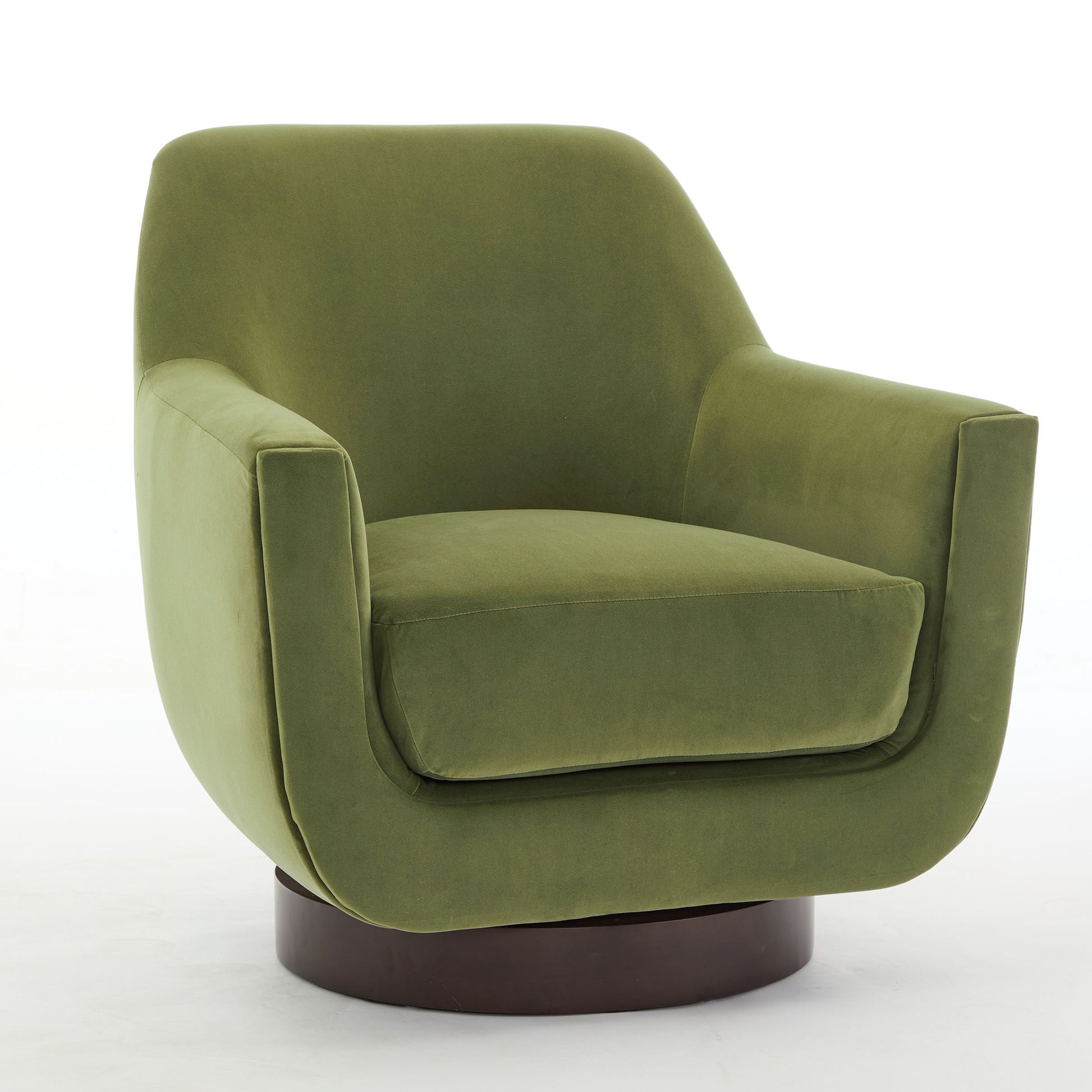 U Shaped Fully Assembled Swivel Chair Velvet Accent Chair Armchair Round Barrel Chair For Living Room Bedroom, Green Green Velvet