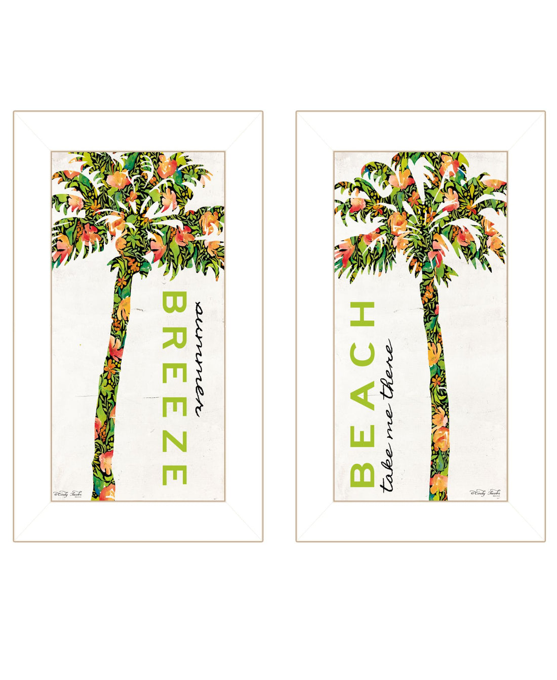 "Beach & Summer Breeze Take Me There" Framed Wall Art For Living Room, Wall Art Print For Home Decor, Bedroom Wall Art By Cindy Jacobs Multicolor Wood Paper