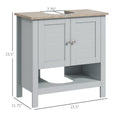 Kleankin Pedestal Sink Storage Cabinet, Under Sink Cabinet, Bathroom Vanity Cabinet With Adjustable Shelf And Open Bottom Shelf, Gray Grey Mdf