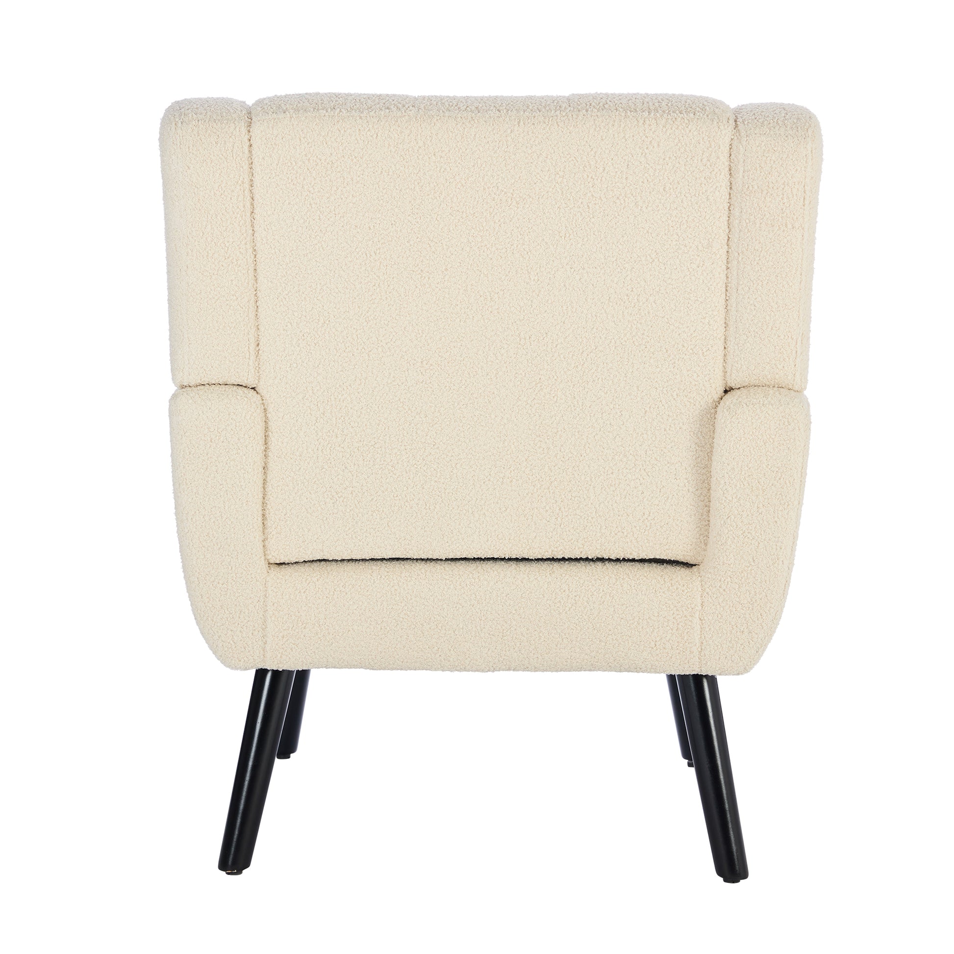 Modern Soft Teddy Material Ergonomics Accent Chair Living Room Chair Bedroom Chair Home Chair With Black Legs For Indoor Home White Teddy Fabric White Foam Upholstered
