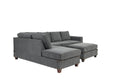Living Room Furniture Charcoal Chenille Sectional W Ottoman Linen Like Fabric Sofa Reversible L R Chaise Ottoman 3Pc Sectional Sofa Charcoal Chenille Wood Primary Living Space Cushion Back