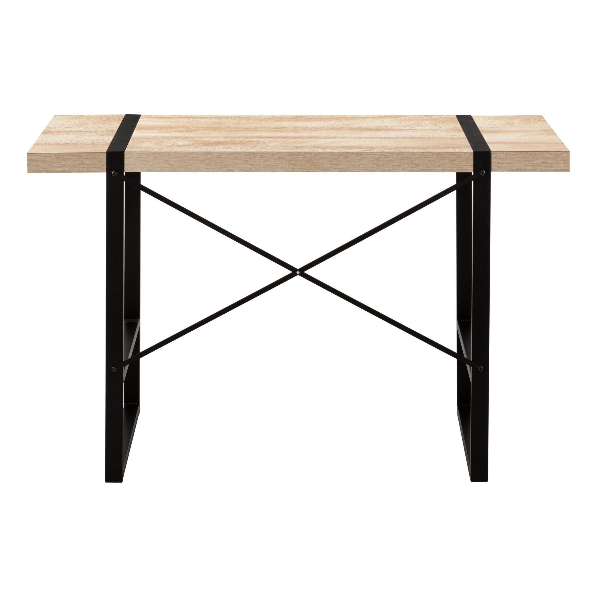 Computer Desk, Home Office, Laptop, 48"L, Work, Natural Laminate, Black Metal, Contemporary, Modern Natural Particle Board