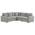 4 Seat L Shaped Modular Sofa With Thick Backrest And Seat Cushions, Suitable For Living Rooms, Offices Gray Wood Polyester 4 Seat