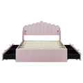 Full Size Upholstered Platform Bed With 4 Drawers And 2 Usb, Pink Box Spring Not Required Full Pink Wood Bedroom Bed Frame Polyester Upholstered