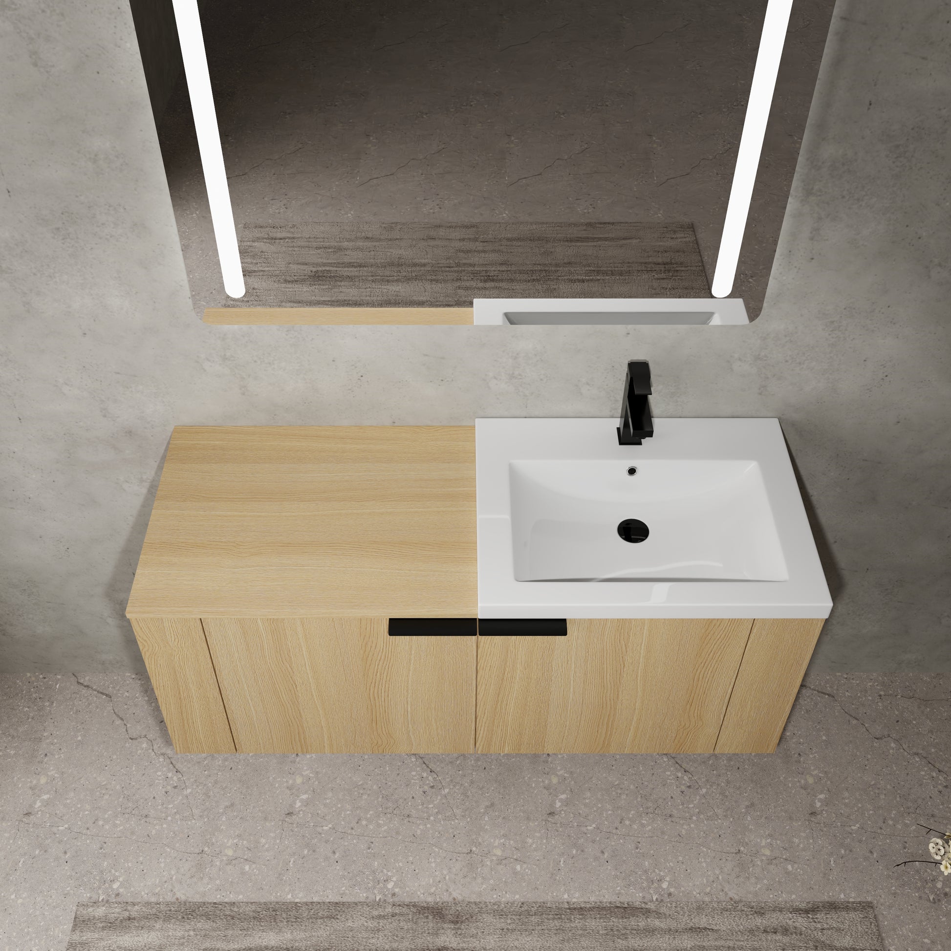 48 "Bathroom Vanity Sink Combo For Big Space,Modern Bathroom Cabinet Cabinet Combination, Bathroom Sink Cabinet Set, Oak Oak Bathroom American Design Engineered Wood