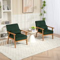 Leisure Chair With Solid Wood Armrest And Feet, Leisure Chair, Wood Frame, Velvet, Solid Rubber Wood Legs, Mid Century Modern Accent Chair, For Living Room Bedroom Studio Chair,Two Packs Emerald Corduroy