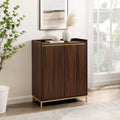 Contemporary Minimalist 2 Door Accent Cabinet Dark Walnut Dark Brown Mdf Mdf