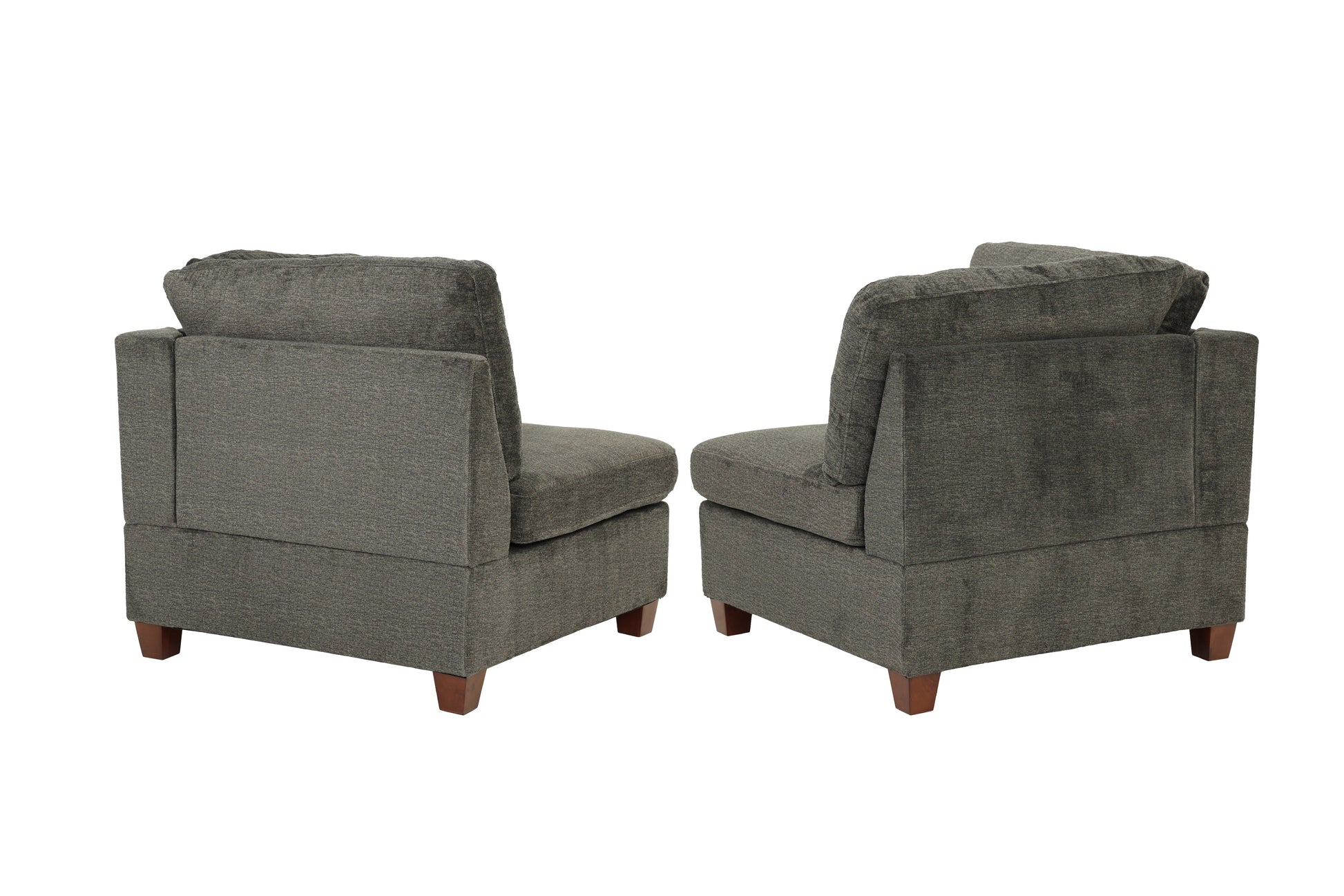 Modular Set 2Pc In Gray Gray Chenille Firm Cushion Back Armless Chenille 2 Seat