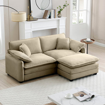 Two Seater Sofa With One Footrest, L Shaped 2 Seater Sofa With Ottoman