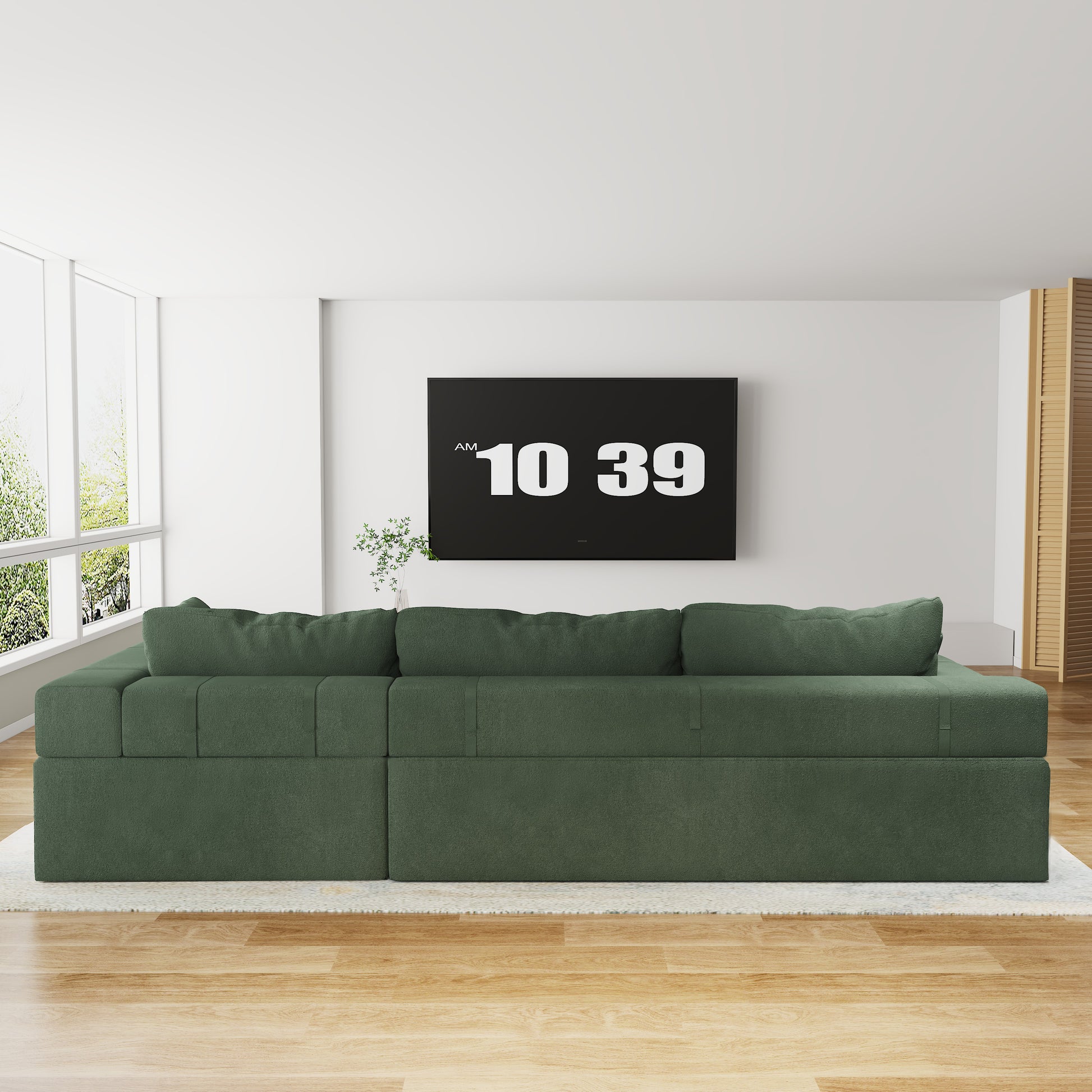 Modern Upholstered Sectional Sofa Couch Set,Modular 108" L Shaped Sectional Living Room Sofa Set With 6 Pillows,Free Combination Sofa Couch For Living Room,Bedroom Green Foam Chenille 3 Seat