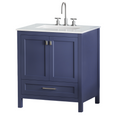 30 Inch Freestanding Bathroom Vanity With Sink, Carrara Engineered Marble Vanity Top With Undermounted Rectangular Ceramic Sink, Large Storage Soft Close Door, Navy Blue 24V03 30Nb Navy Blue Wood