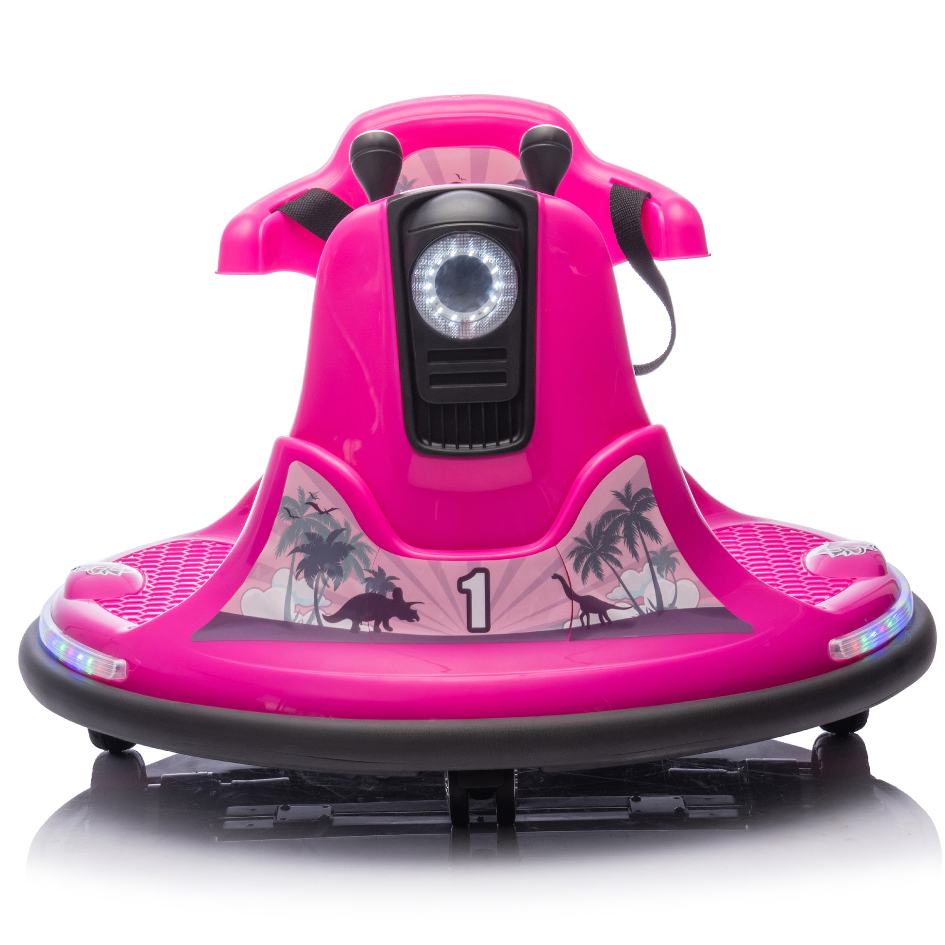 12V Kids Ride On Bumper Car W Parents Control,Rotate 360 Degrees,Two Handed Switch For Direction Control,Bumper Strip,Light Belt,Mp3 Music,Bluetooth,Provide A Speed Of 0.75Mph For Kids Of 2 5 Rose