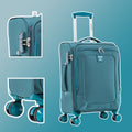 Four Piece Fabric Luggage Set, Expandable Suitcase For Travel, School And Business Trip 20 24 28 32In Dark Green Fabric