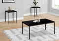 Table Set, 3Pcs Set, Coffee, End, Black Metal, Black Laminate, Contemporary, Modern Black Particle Board