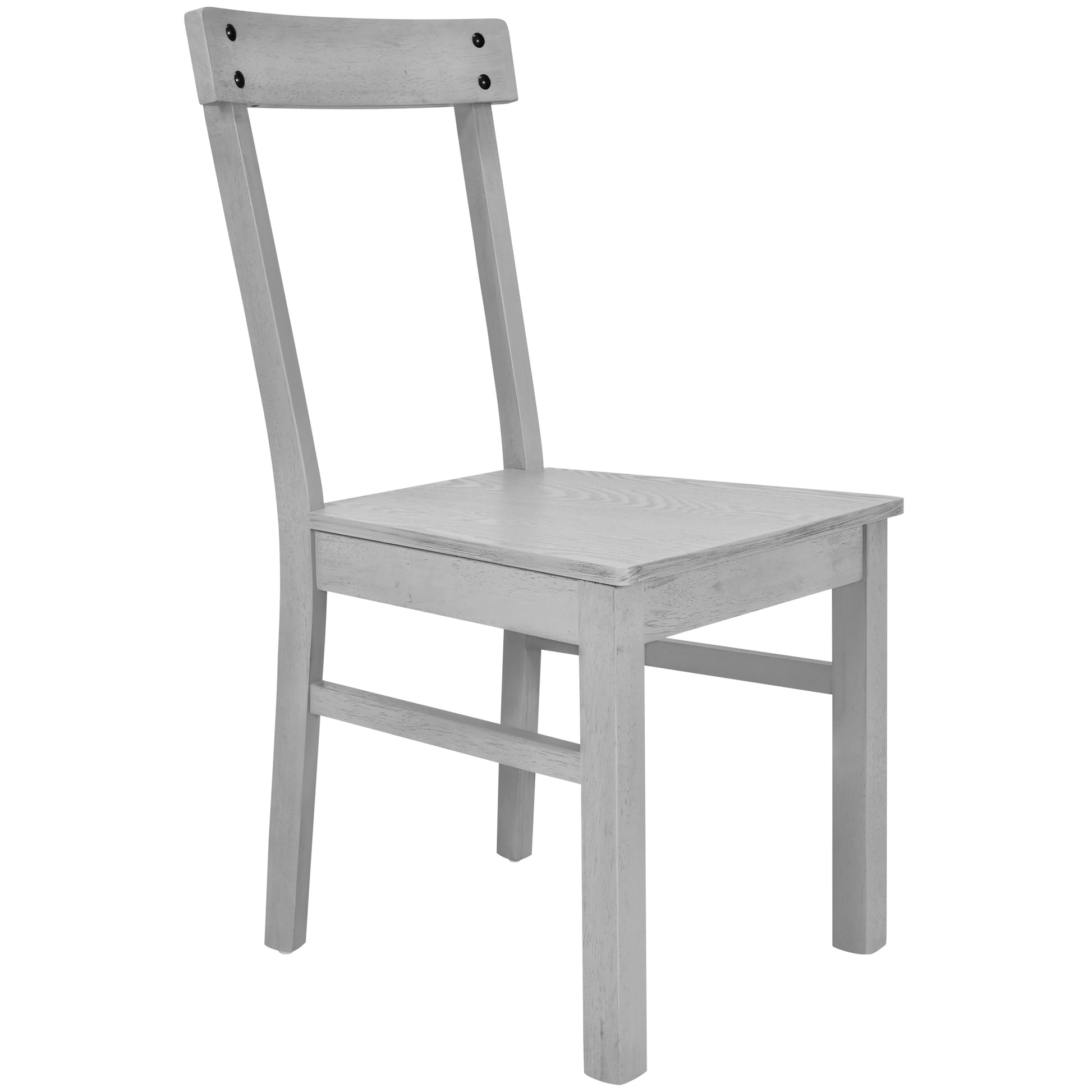 5 Piece Rustic Round Pedestal Extendable Dining Table Set With 15.7" Removable Leaf And Simple Dining Chirs For Small Places, Gray Gray Wood Dining Room Extendable Rubberwood Oval Dining Table With Chair Wood Wood Gray Seats 4 Removable Leaf Farmhouse