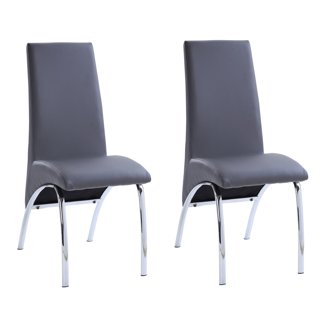 Grey And Chrome Solid Back Side Chairs Set Of 2 -