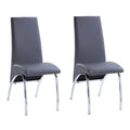 Grey And Chrome Solid Back Side Chairs Set Of 2 Grey Silver Dining Room Modern Set Of 2 Fabric Metal