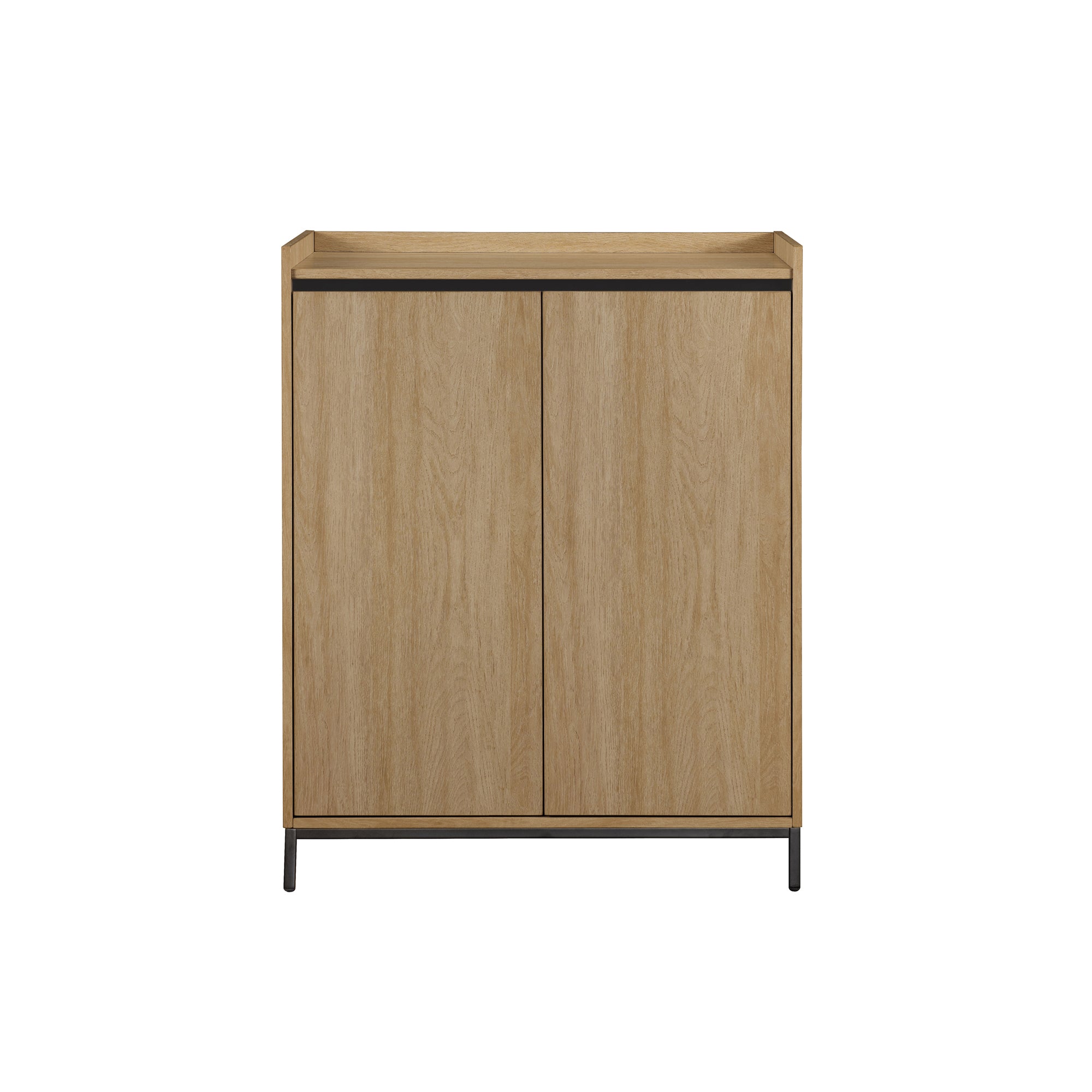 Contemporary Minimalist 2 Door Accent Cabinet Coastal Oak Light Brown Mdf Mdf