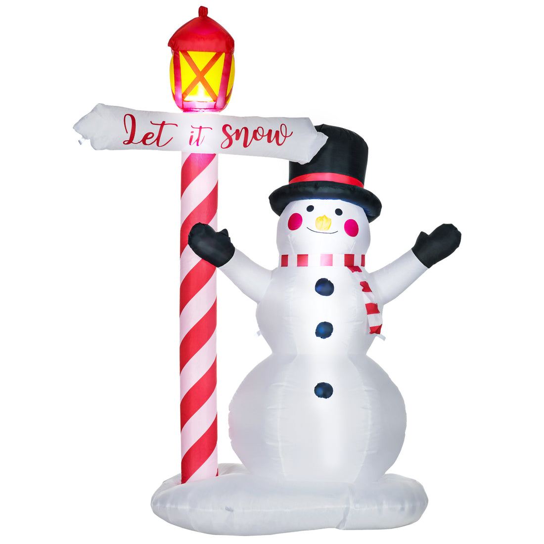 Homcom 7Ft Christmas Inflatables Outdoor Decorationss Decorations Snowman With Street Light, Blow Up Led Christmas Decor Multicolor Polyester