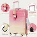 Luggage Sets 4 Piece, 20 Inch With Usb Port, Expandable Abs Durable Suitcase With Travel Bag, Cup Holder, Abs Pc Hard Shell Luggage With Spinner Wheels, Gradient Pink Pink Abs Pc