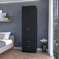 Black 2 Door 2 Drawer Wardrobe Black Bedroom Melamine