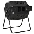 Outsunny Tumbling Compost Bin Outdoor 360 Dual Rotating Composter 43 Gallon, Black Black Plastic