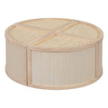 Round To Square Block Modular Coffee Table Light Natural Rattan With Storage 4 Piece Light Natural Rubber Wood
